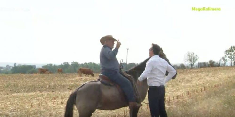 Η συνάντηση του Μητσοτάκη με τον… Ντάλτον – Τι είπε με τον καβαλάρη κτηνοτρόφο (video)