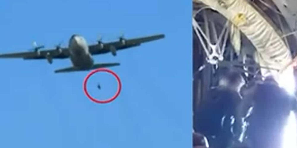 Παρ’ολίγον τραγωδία σε άσκηση με C-130 – Αλεξιπτωτιστής έμεινε κρεμασμένος στον αέρα έξω από το αεροσκάφος (video)