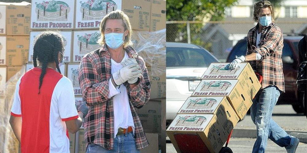 Ο Μπραντ Πιτ ξεφορτώνει σαν απλός εργάτης κιβώτια με τρόφιμα για τους άπορους στο Λος Άντζελες (video)