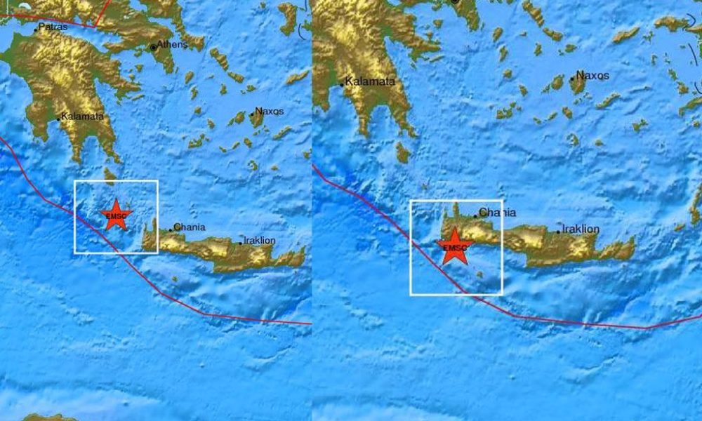 Δύο σεισμικές δονήσεις δυτικά του νομού Χανίων σε μια ώρα