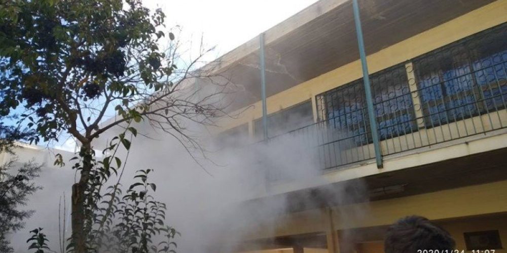 Χανιά: Αναστάτωση στο γενικό λύκειο Ακρωτηρίου από φωτιά (φωτο)