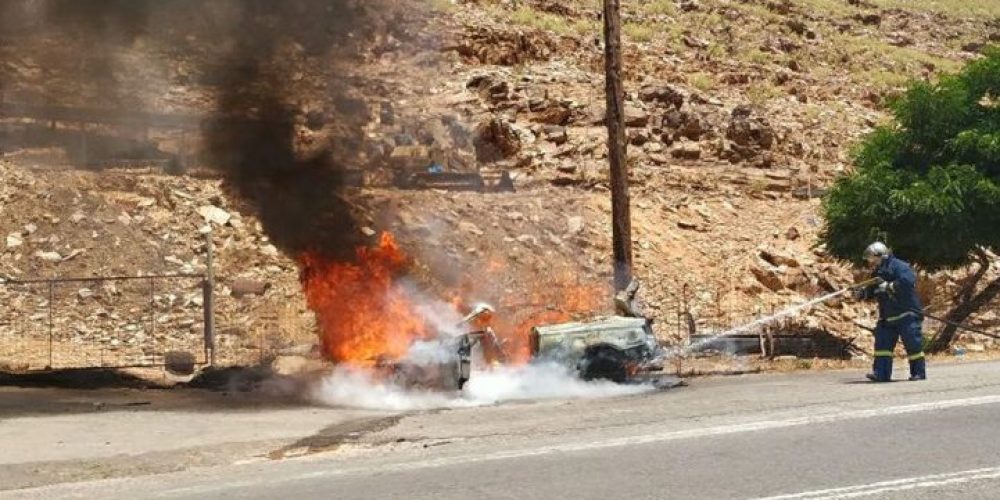 Κρήτη: Αυτοκίνητο άρπαξε φωτιά στον ΒΟΑΚ