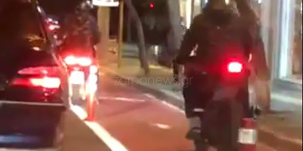 Χανιά: Βόλτες με… μηχανή στον ποδηλατόδρομο της οδού Κυδωνίας (video)