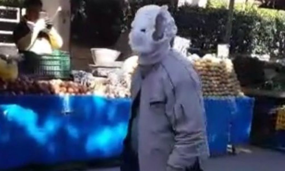 Με πάνα – βρακάκι για προστασία πήγε σε λαϊκή αγορά να κάνει τα ψώνια του (video)