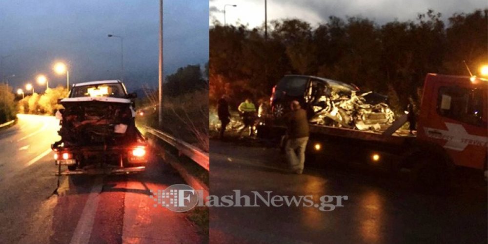 Τροχαίο με τρεις τραυματίες στην εθνική οδό στις Καλύβες Αποκορώνου (φωτο)