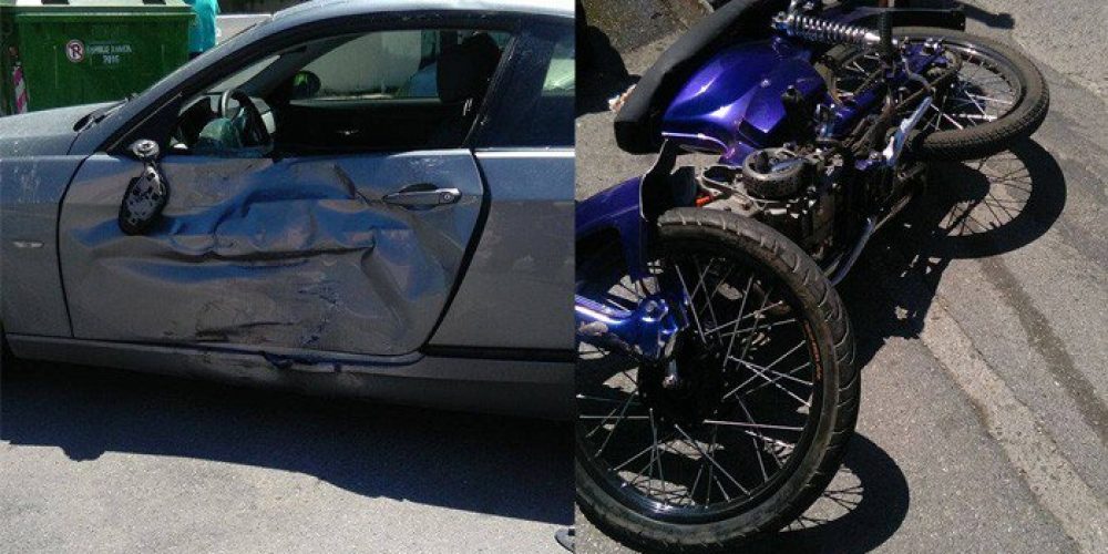 Τροχαίο ατύχημα σε σύγκρουση δικύκλου με αυτοκίνητο – Στο νοσοκομείο Χανίων ο οδηγός του δικύκλου (φωτο)
