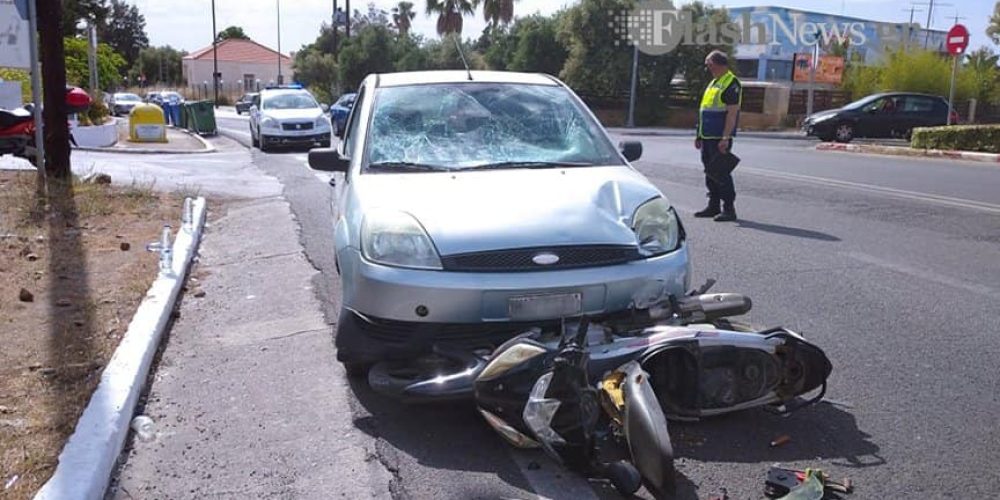 Χανιά: Τροχαίο ατύχημα στο Ακρωτήρι – Συγκρούστηκε ένα δίκυκλο με αυτοκίνητο (φωτο)