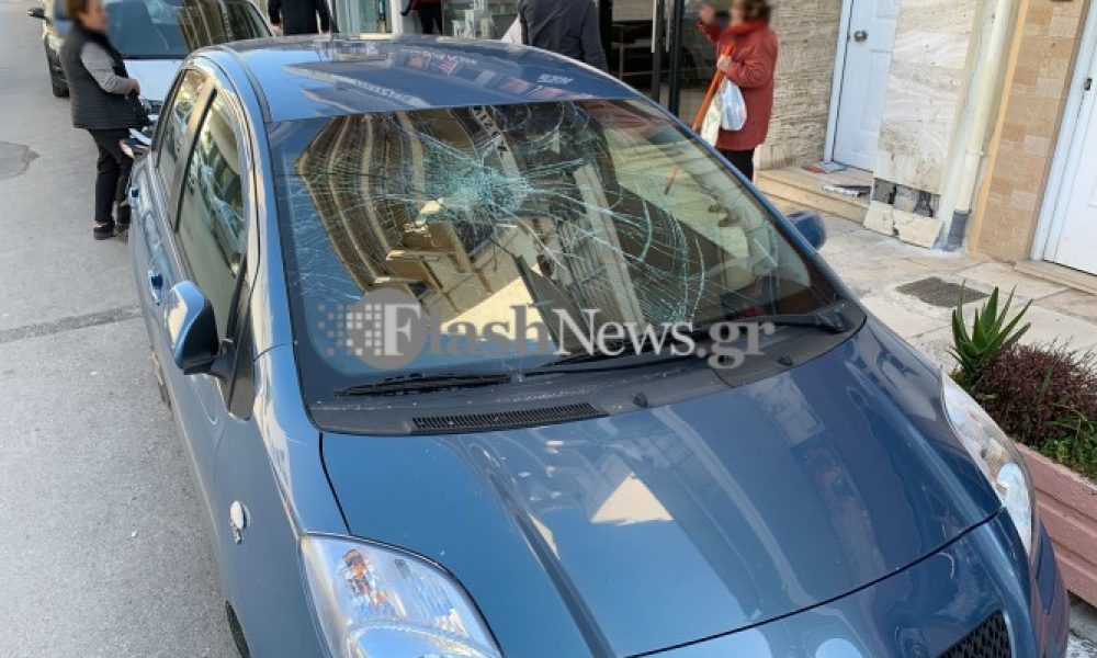 Έπεσαν τζάμια σε αυτοκίνητο και πεζούς στο κέντρο των Χανίων (φωτο)