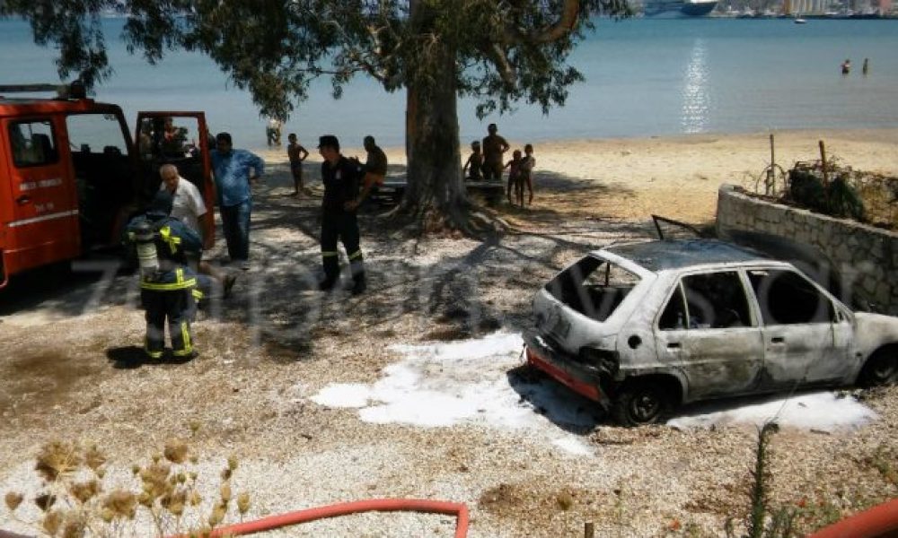 Χανιά: Έγινε στάχτη το αυτοκίνητό του, ενώ έκανε μπάνιο στη θάλασσα (Photos)