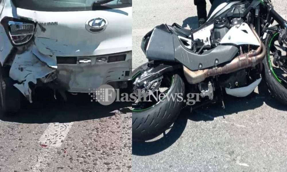 Χανιά: Σφοδρή σύγκρουση μοτοσικλέτας με αυτοκίνητο με τραυματία (φωτο)