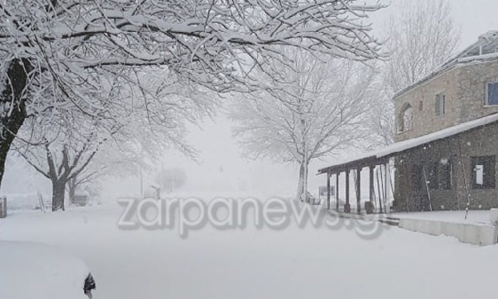 Χανιά: Στα λευκά ο Ομαλός - Το χιόνι έφτασε τα 10 εκατοστά (φωτο)
