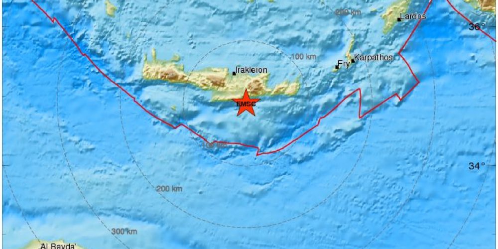 Σεισμική δόνηση 5,4 ρίχτερ στα ανατολικά της Κρήτης έγινε αισθητή και στα Χανιά