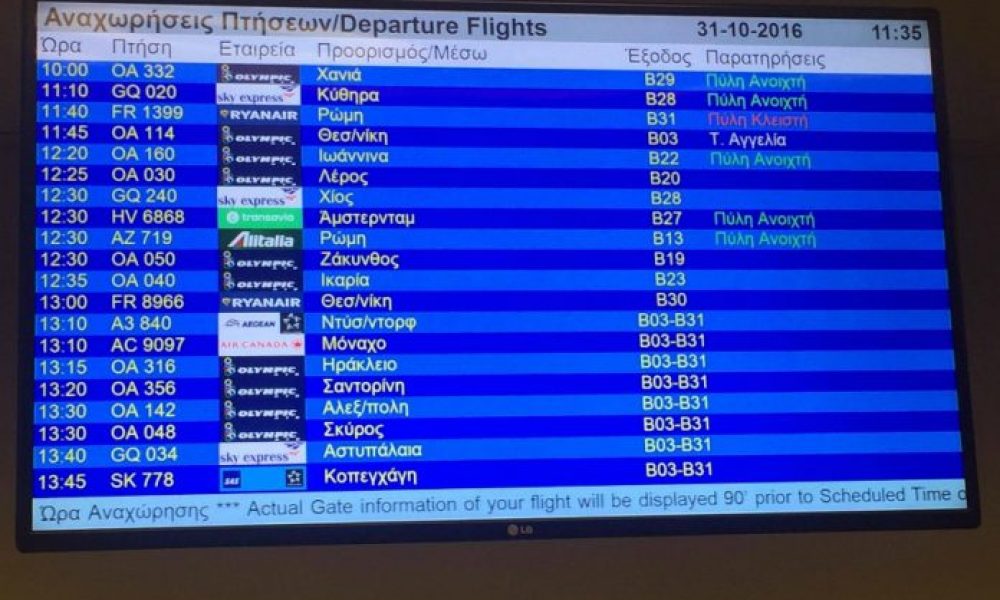 Καθυστερήσεις και ματαιώσεις πτήσεων εξαιτίας του καιρού στο αεροδρόμιο Χανίων