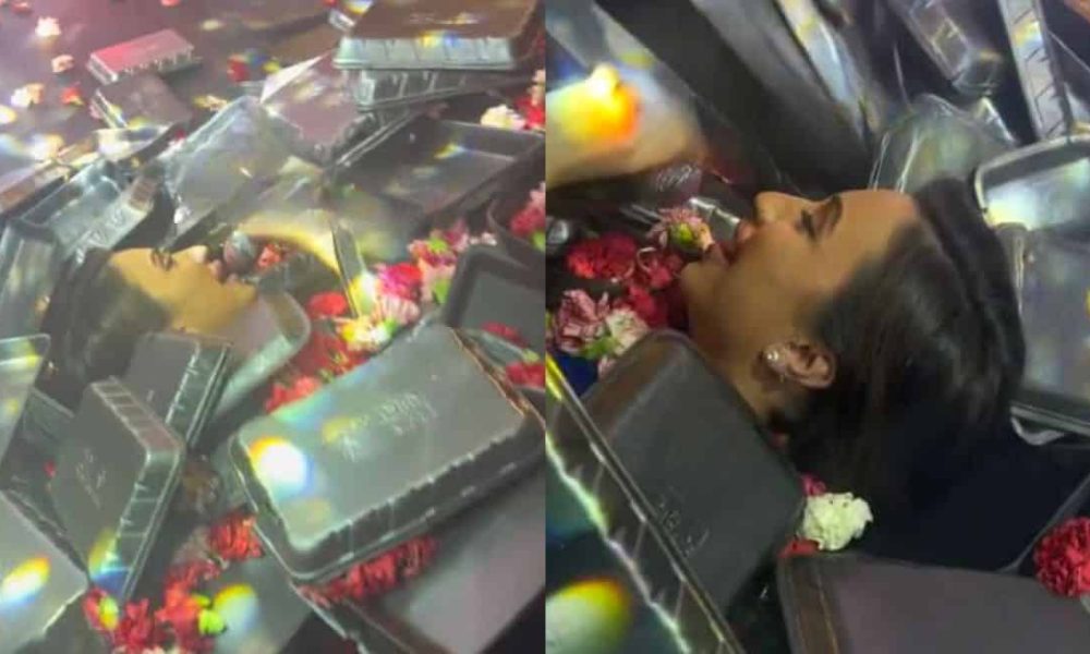 Η Κρυσταλλία «Θάφτηκε» κάτω από πανέρια με λουλούδια σε νυχτερινό κέντρο (video)
