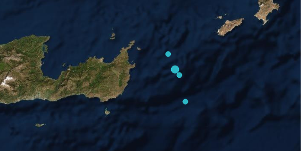 Τρεις σεισμοί άνω των 4 Ρίχτερ τα ξημερώματα στην Κρήτη
