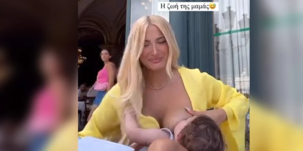 Ιωάννα Τούνη θηλάζει τον γιο της σε καφετέρια στο Μόντε Κάρλο – Αντιδράσεις στο Twitter (video)
