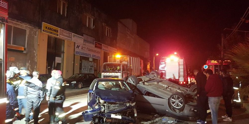 Κρήτη: Σοκαριστικό τροχαίο ατύχημα με πέντε τραυματίες, τη νύχτα (φωτο)