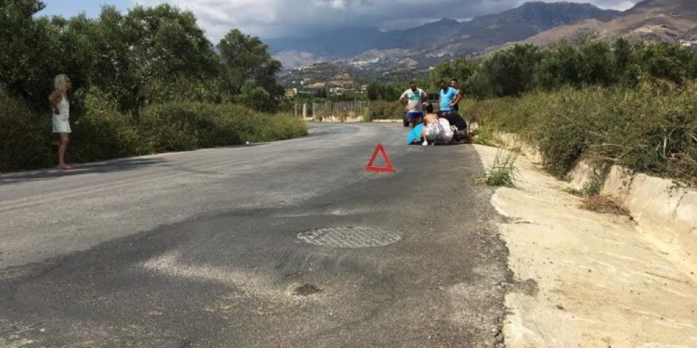 Κρήτη: Σοβαρός τραυματισμός ποδηλάτη λόγω κακοτεχνίας (Photos-Video)